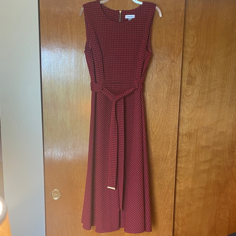 Calvin Klein Red Checkered Dress.  Worn once, like new.